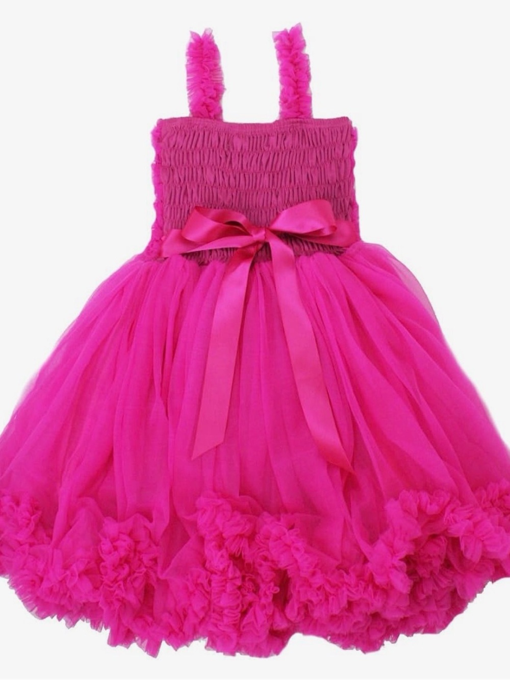 Hot Pink Tulle Bow Party Dress for Girls